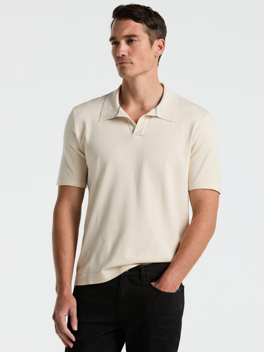 Open Polo Sweater (Birch) 