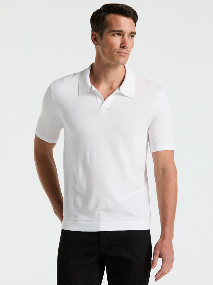 Open Polo Sweater (Bright White) 