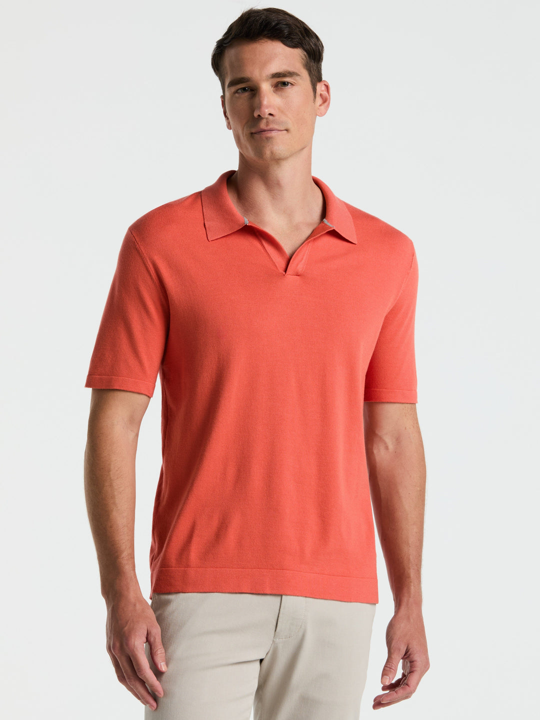 Open Polo Sweater (Burnt Sienna) 