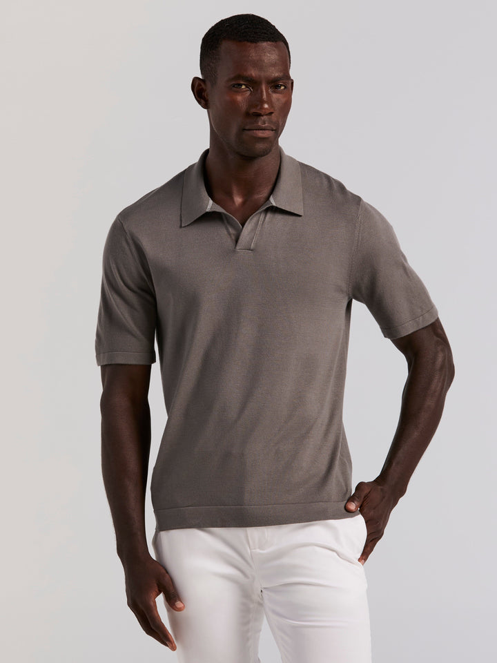 Open Polo Sweater (Granite Gray) 