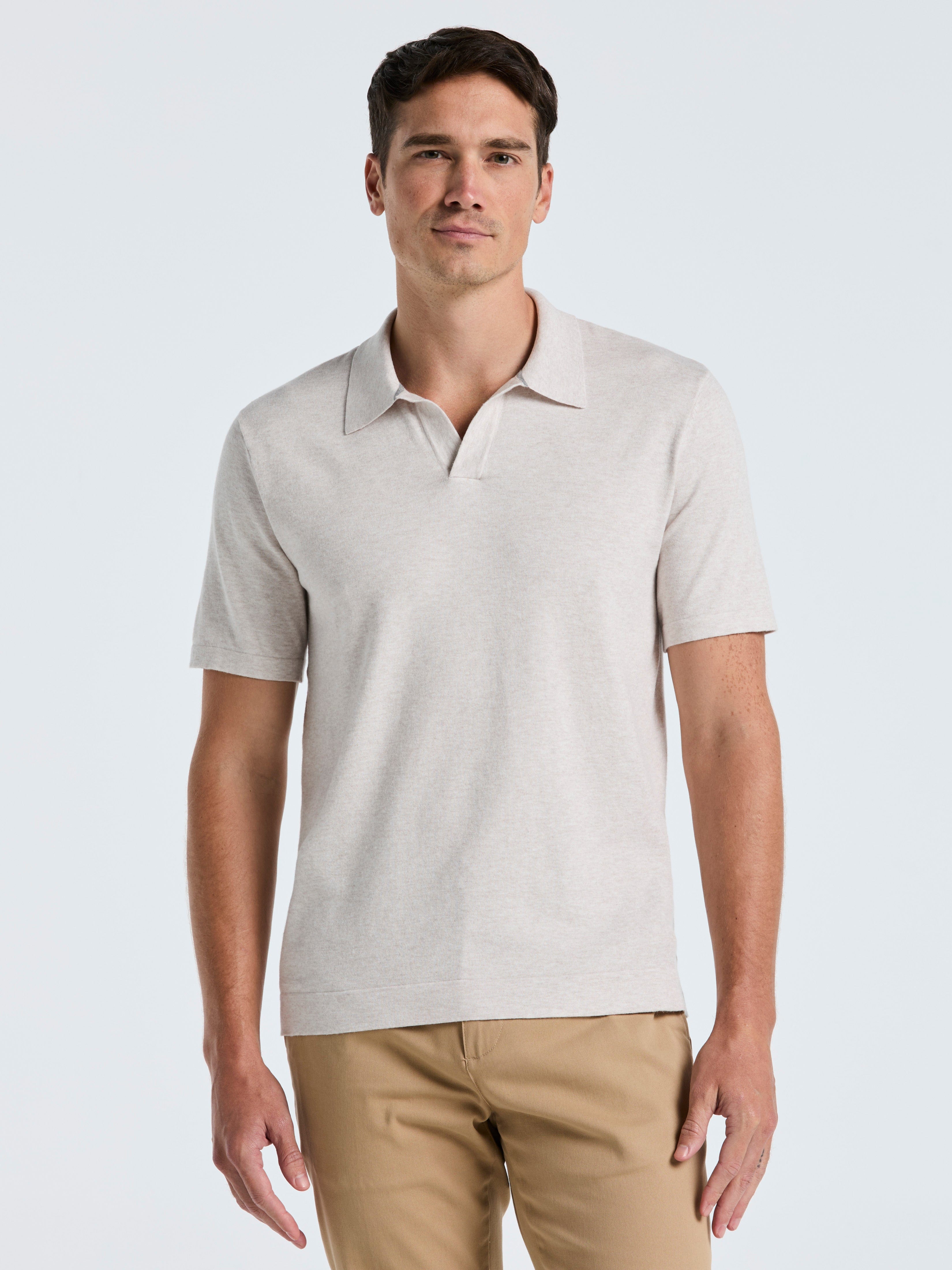 Tech Knit Open Collar Sweater Polo – Perry Ellis