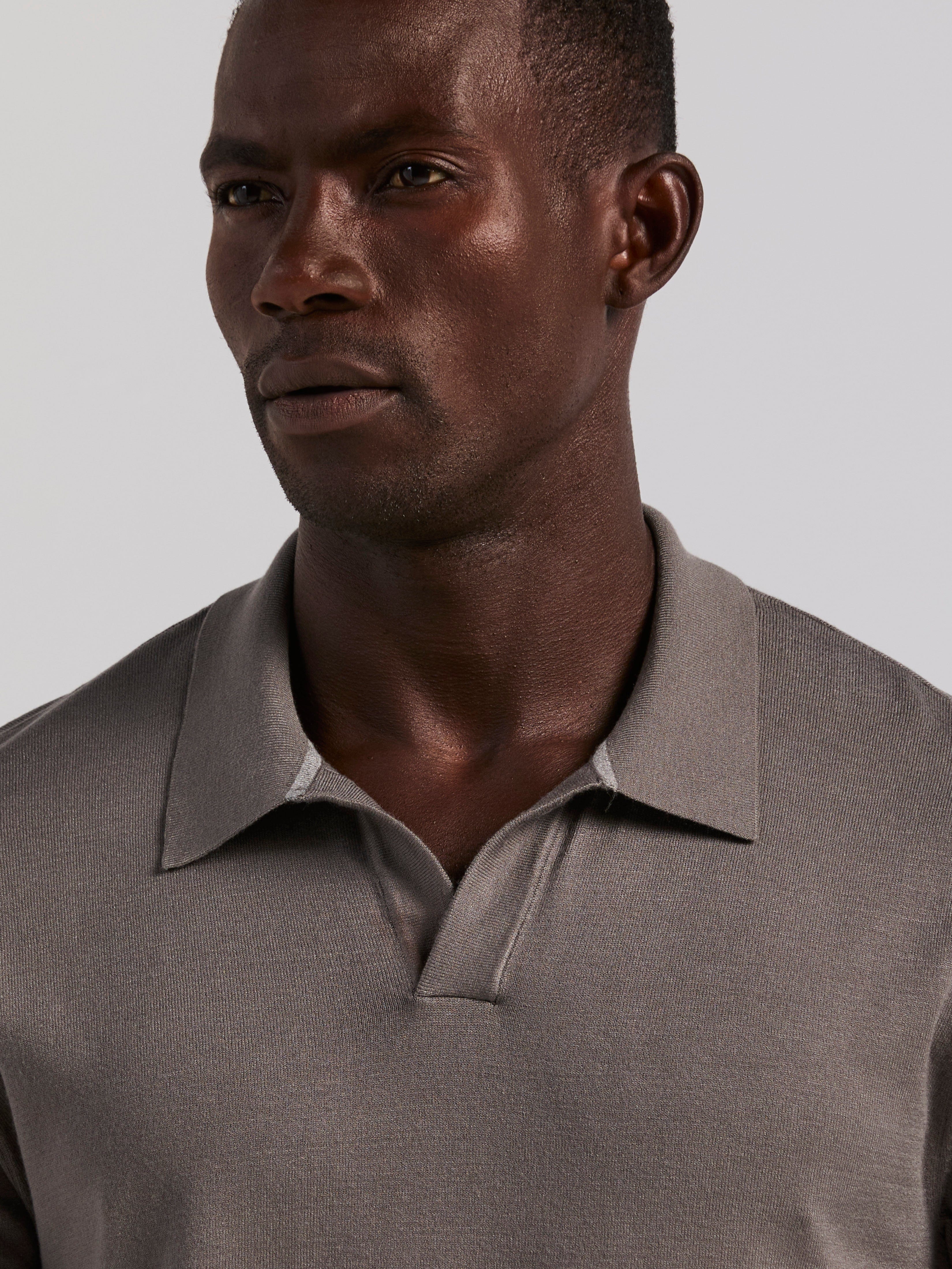 Tech Knit Open Collar Sweater Polo – Perry Ellis