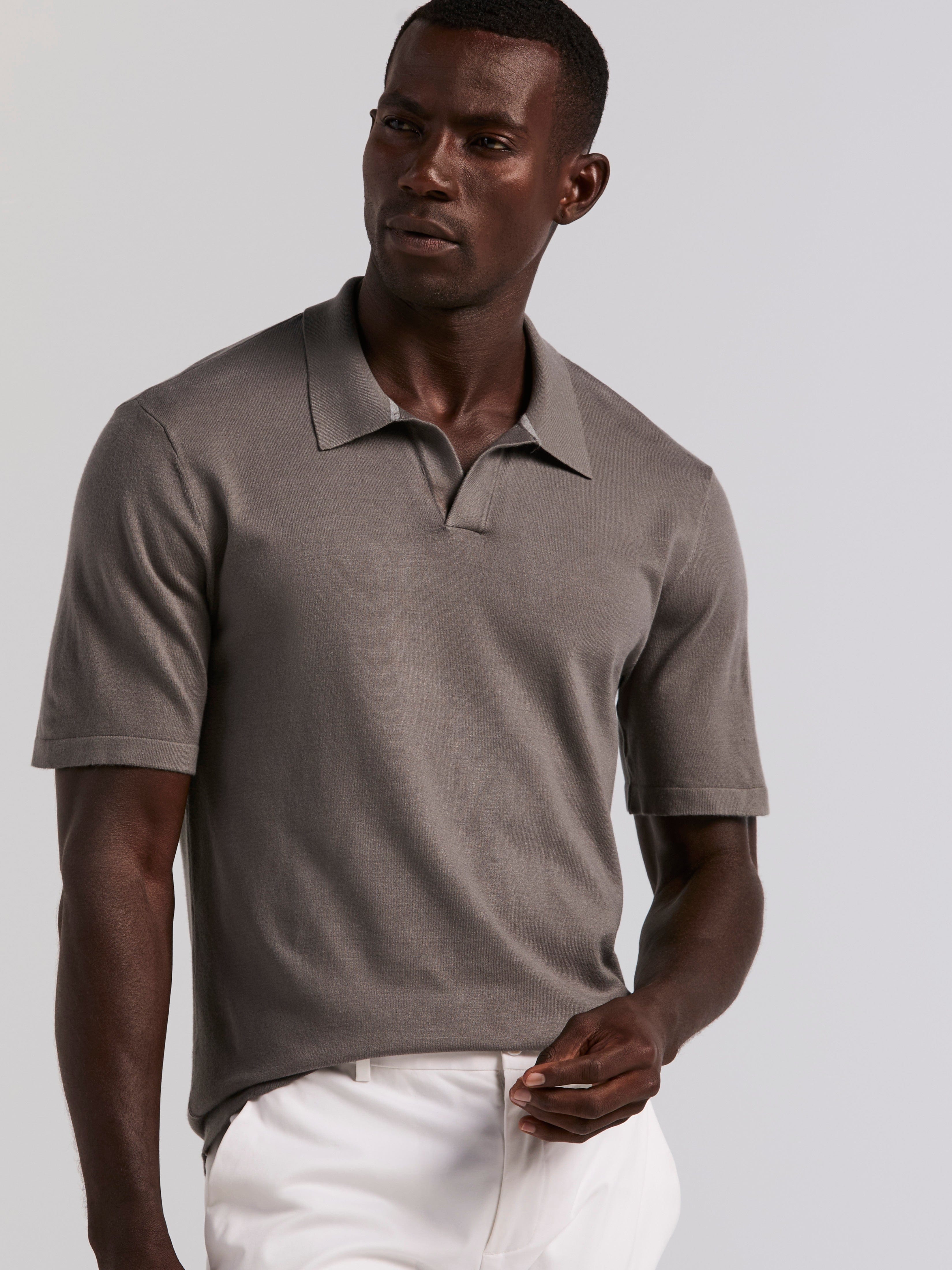 Tech Knit Open Collar Sweater Polo – Perry Ellis