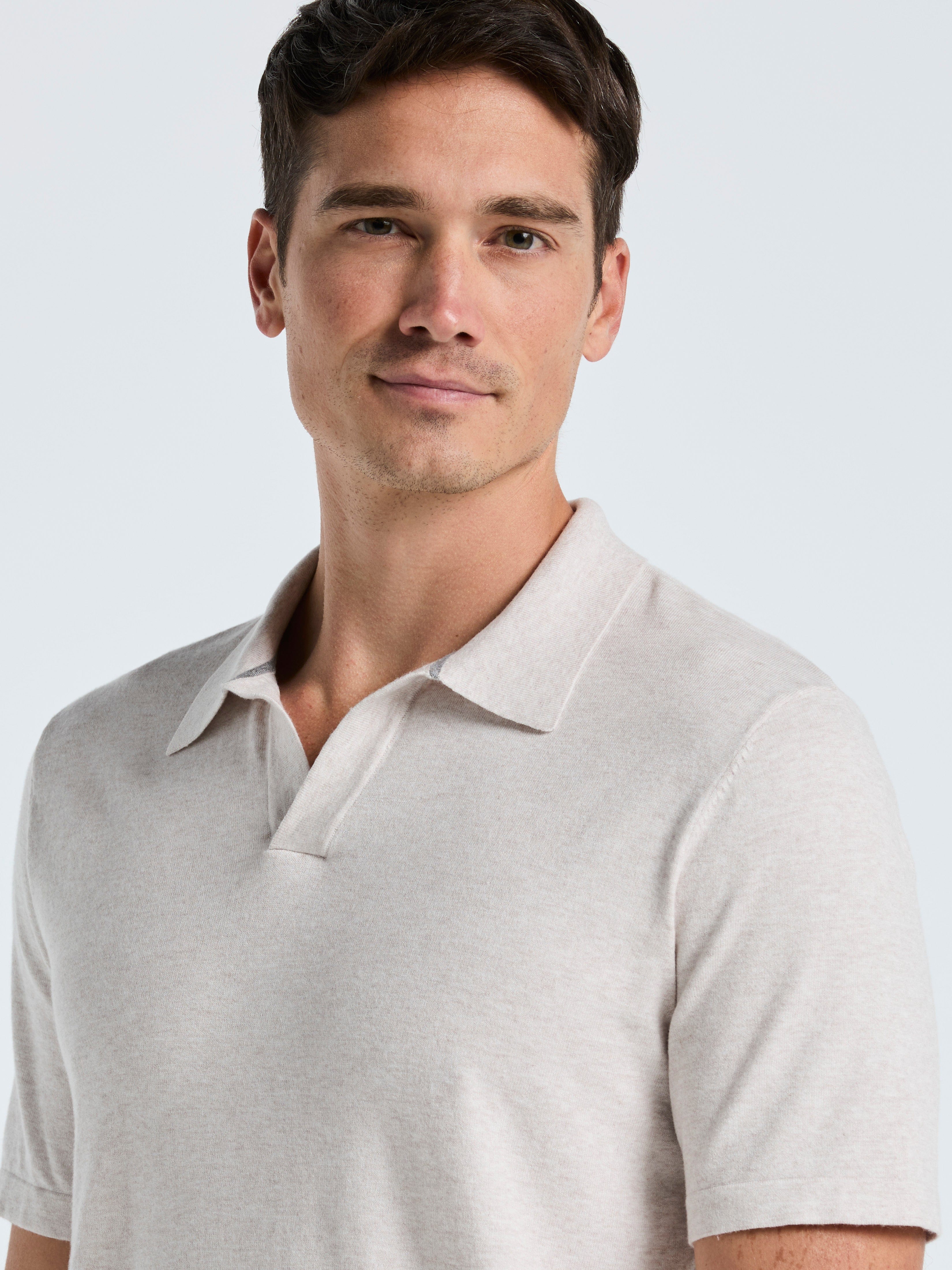 Tech Knit Open Collar Sweater Polo – Perry Ellis