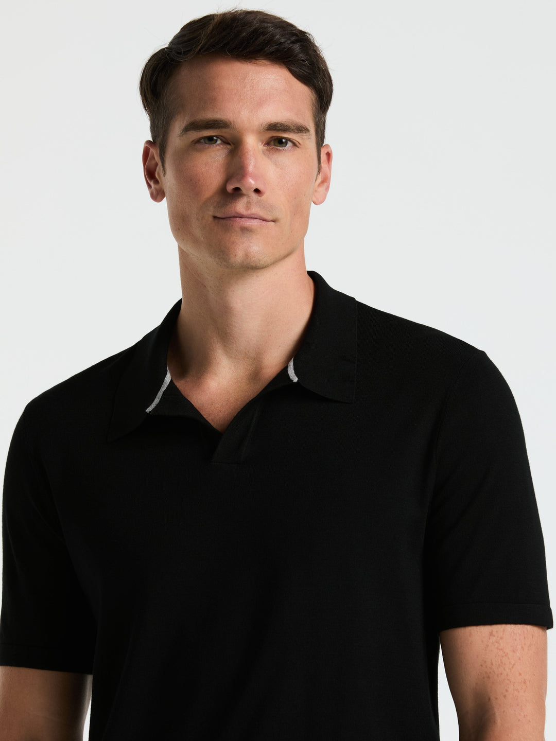 Open Polo Sweater (Black) 