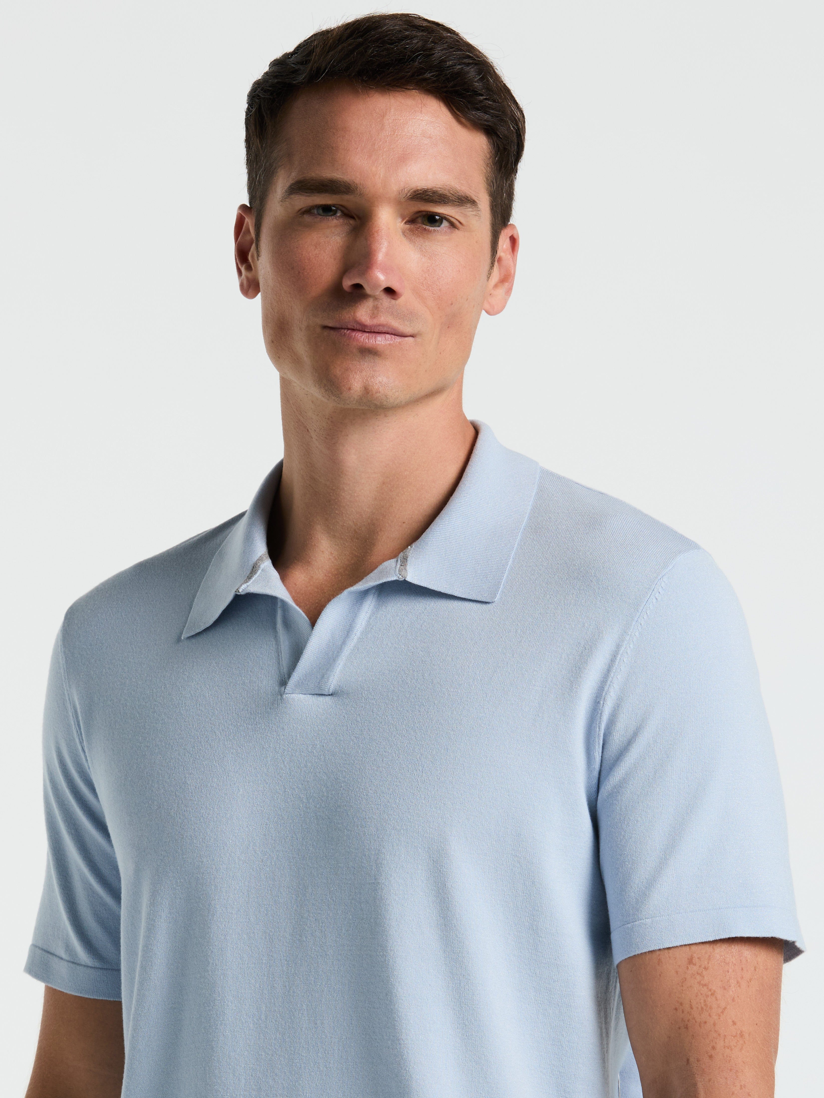 Tech Knit Open Collar Sweater Polo – Perry Ellis