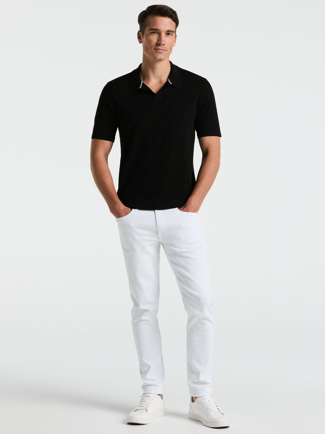 Open Polo Sweater (Black) 