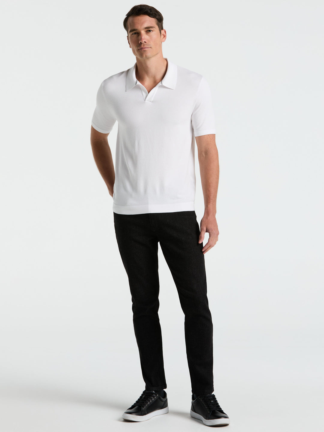 Open Polo Sweater (Bright White) 