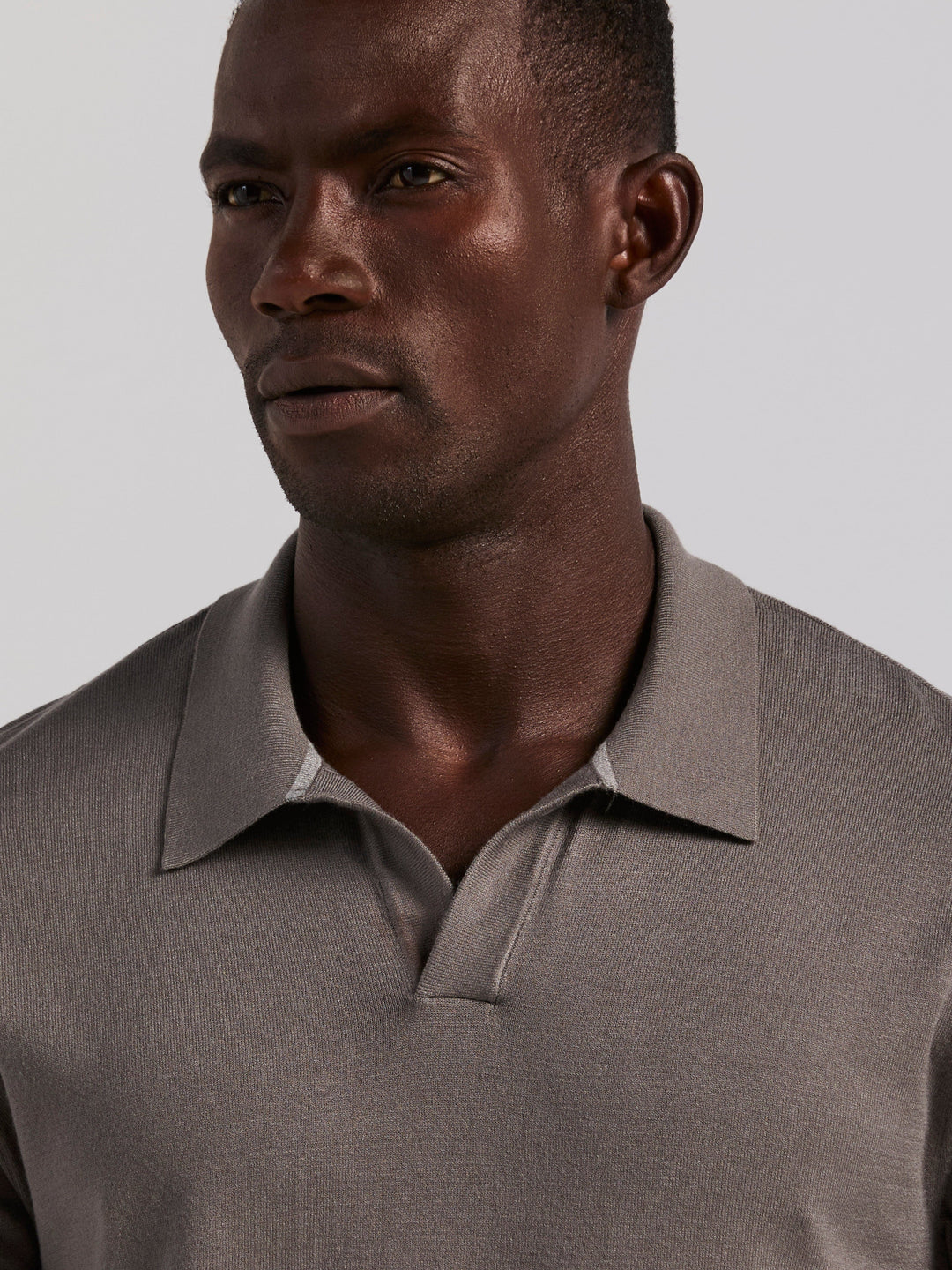 Open Polo Sweater (Granite Gray) 