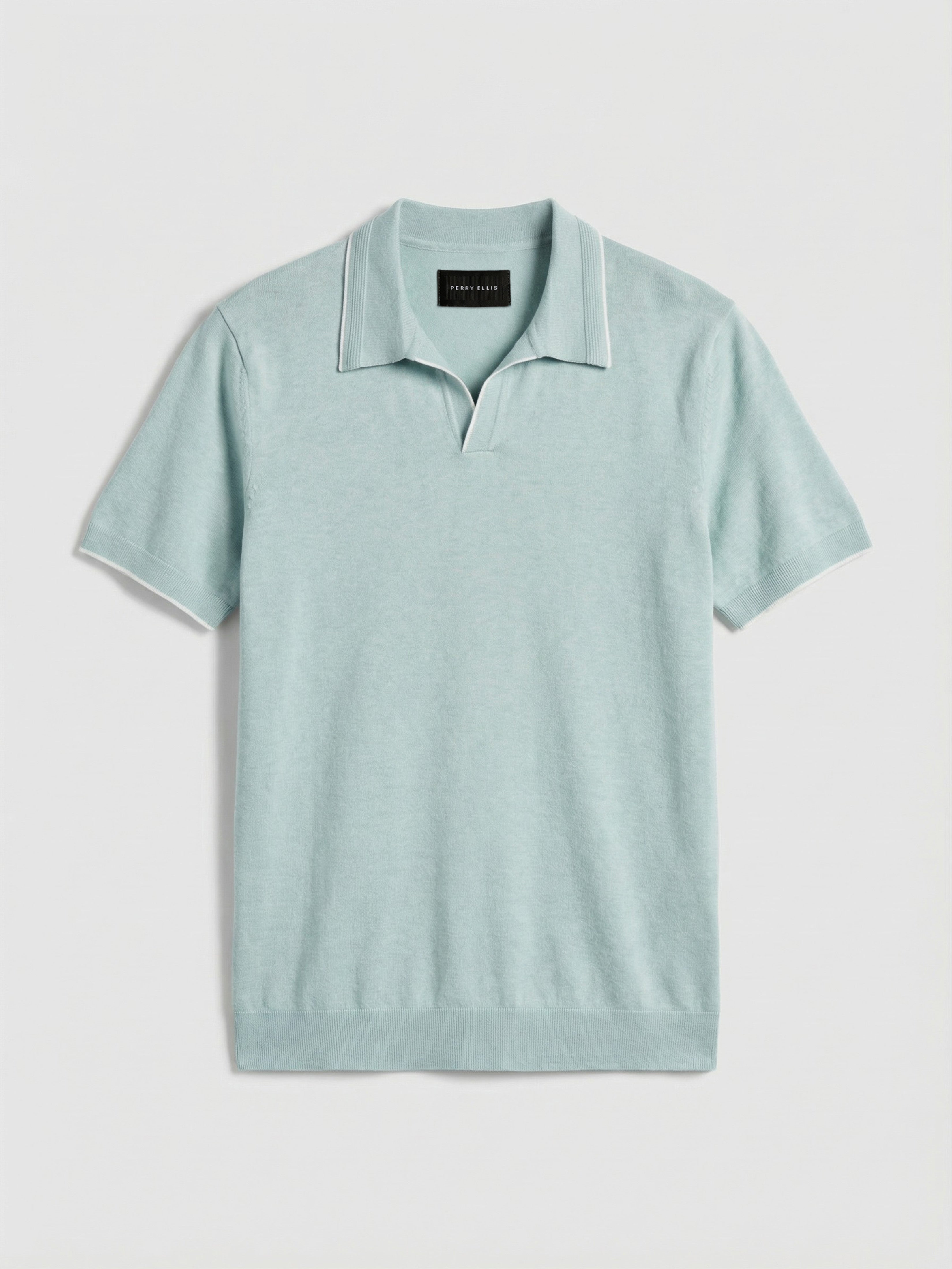 Tech Knit Open Collar Tipped Sweater Polo – Perry Ellis