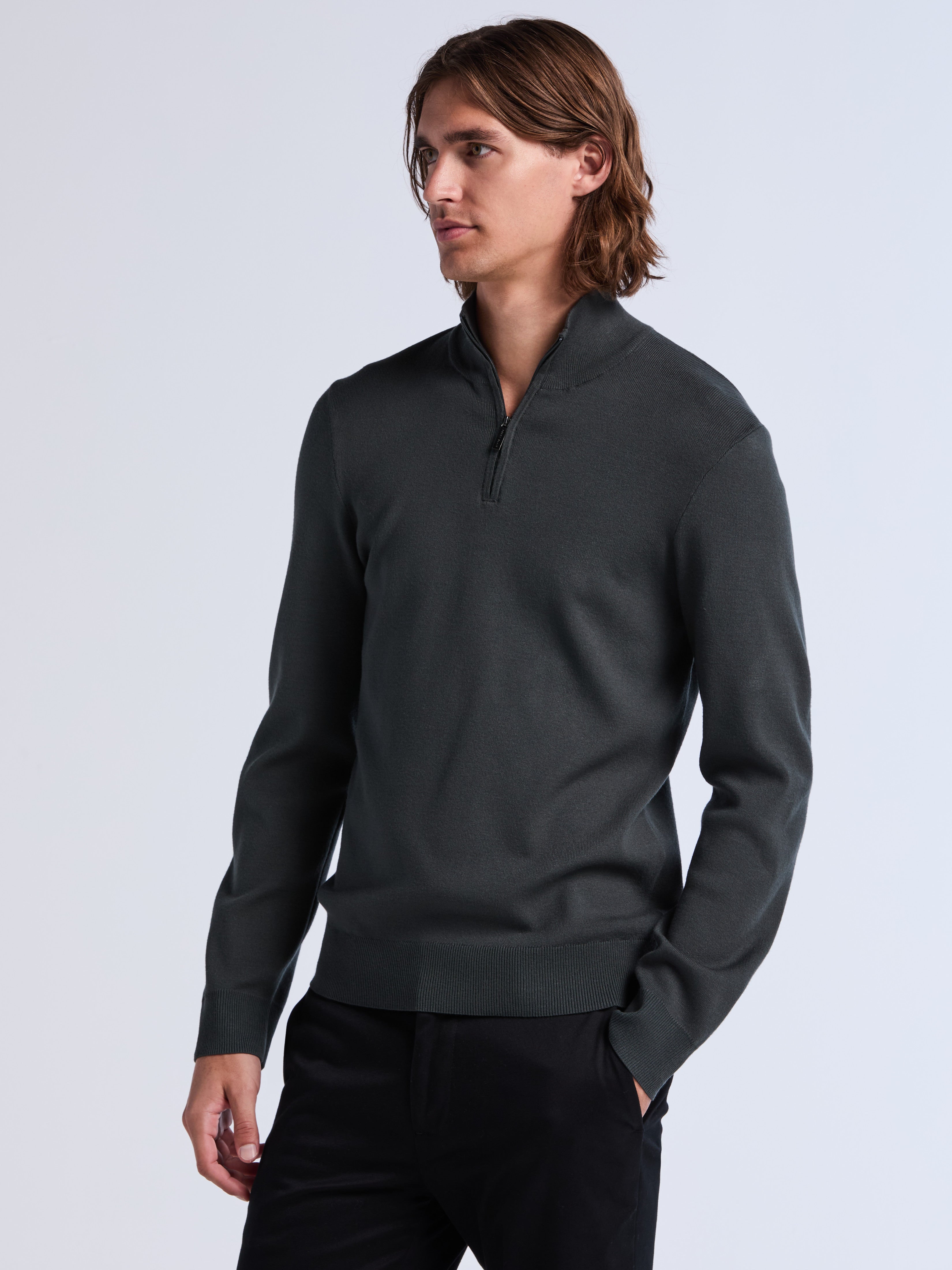 Perry Ellis Men's Tech Quarter-Zip Performance Sweater