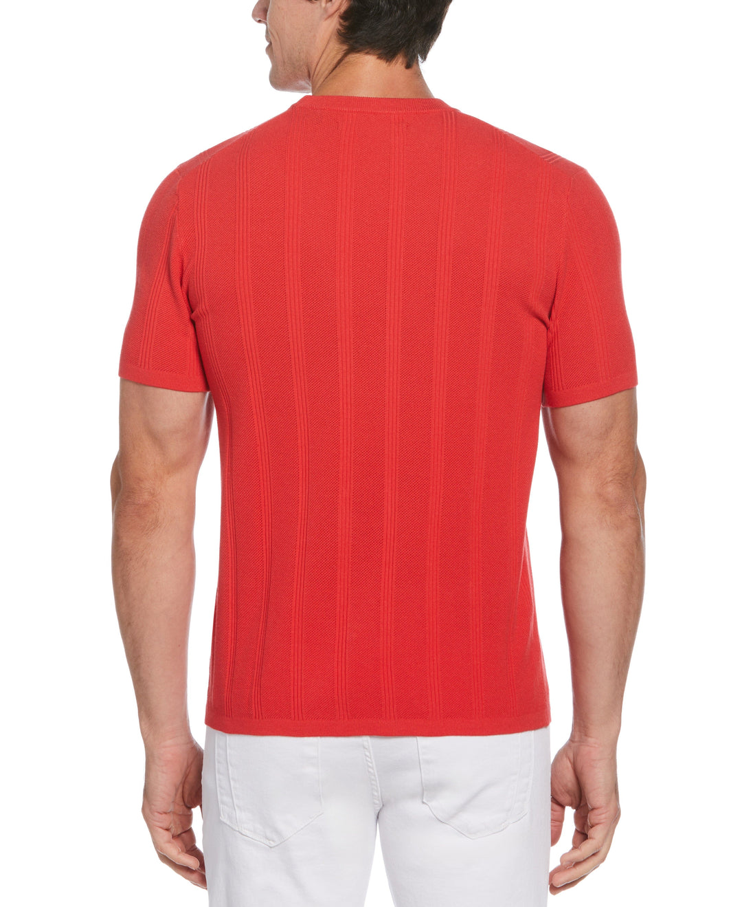 Tech Knit Striped Crew Neck Shirt (Watermelon) 