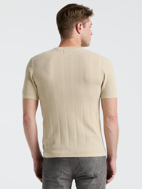 Technical Vertical Stripe Crew Neck Sweater (Castle Wall) 