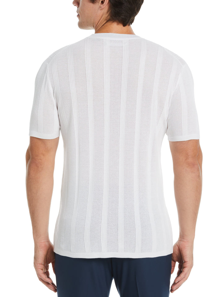 Tech Knit Striped Crew Neck Shirt (Bright White) 