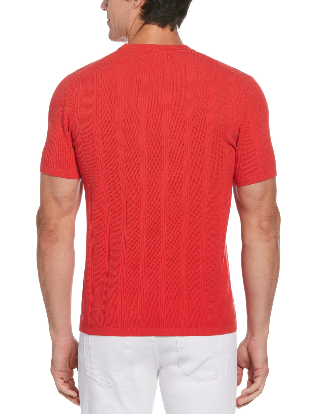 Tech Knit Striped Crew Neck Shirt (Watermelon) 