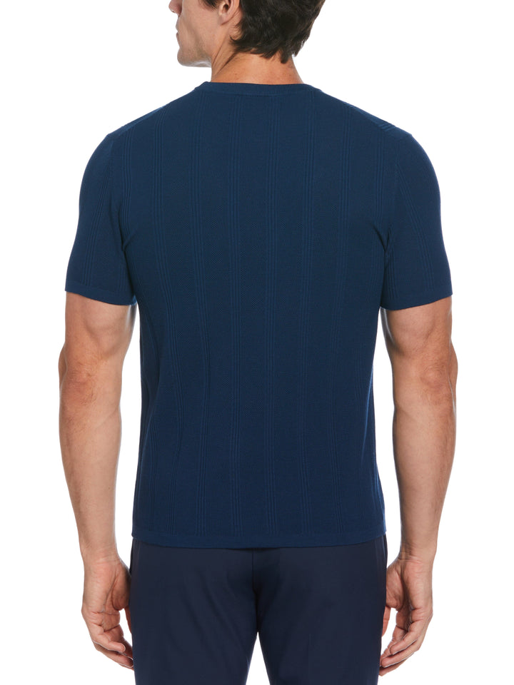 Tech Knit Striped Crew Neck Shirt (Gibraltar Sea) 