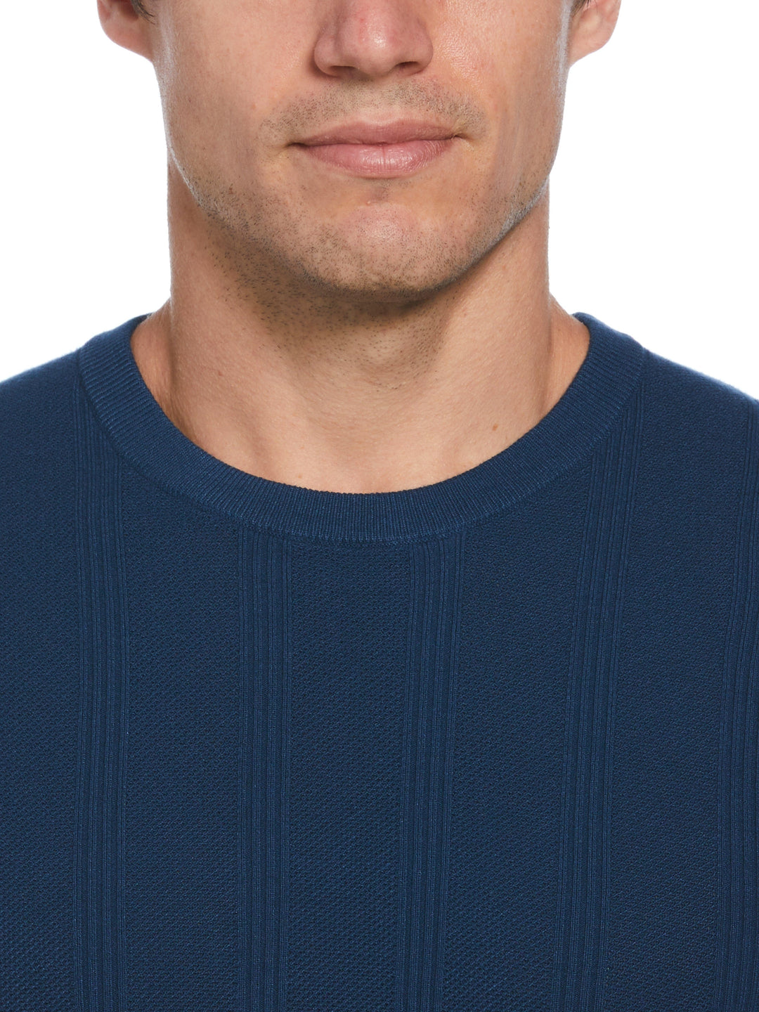 Tech Knit Striped Crew Neck Shirt (Gibraltar Sea) 