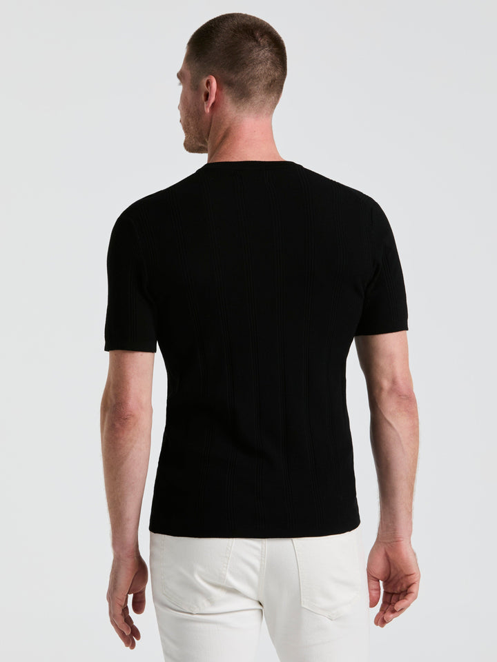 Technical Vertical Stripe Crew Neck Sweater (Black) 