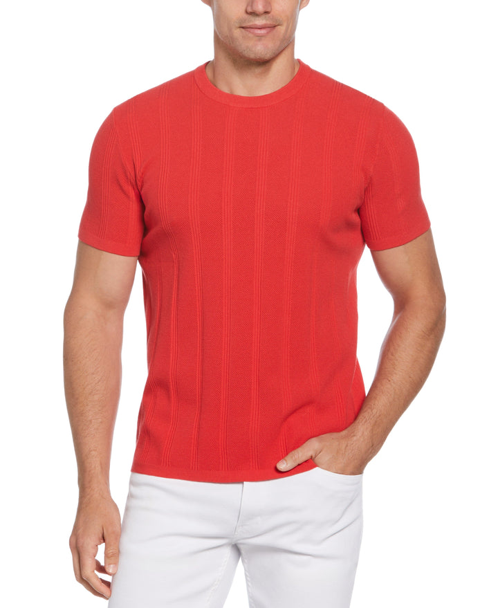 Tech Knit Striped Crew Neck Shirt (Watermelon) 