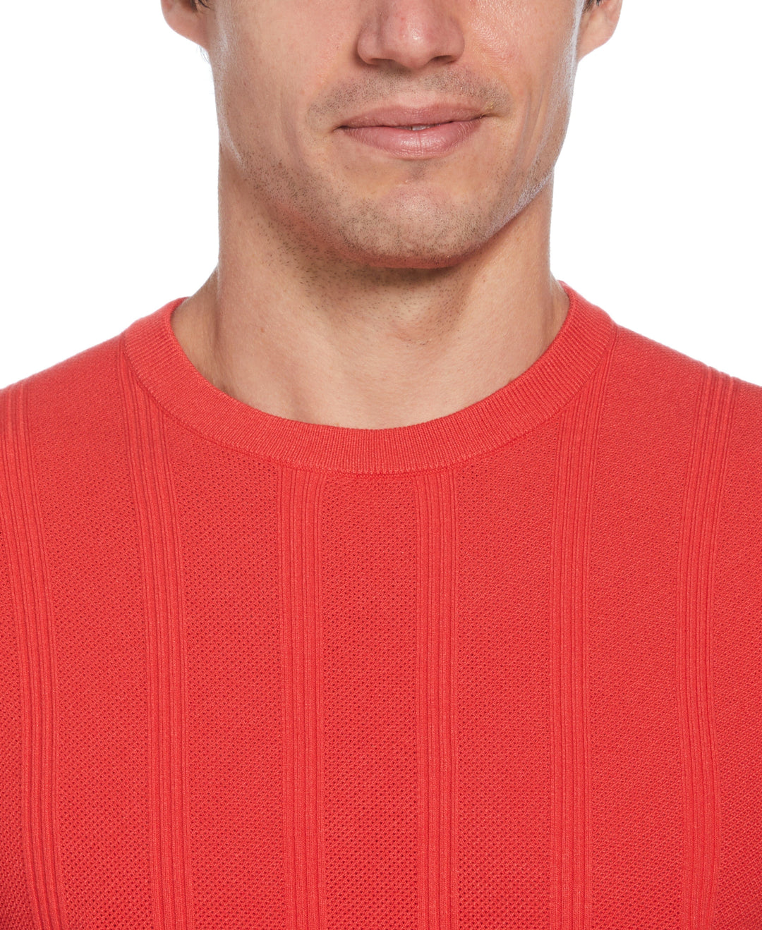 Tech Knit Striped Crew Neck Shirt (Watermelon) 