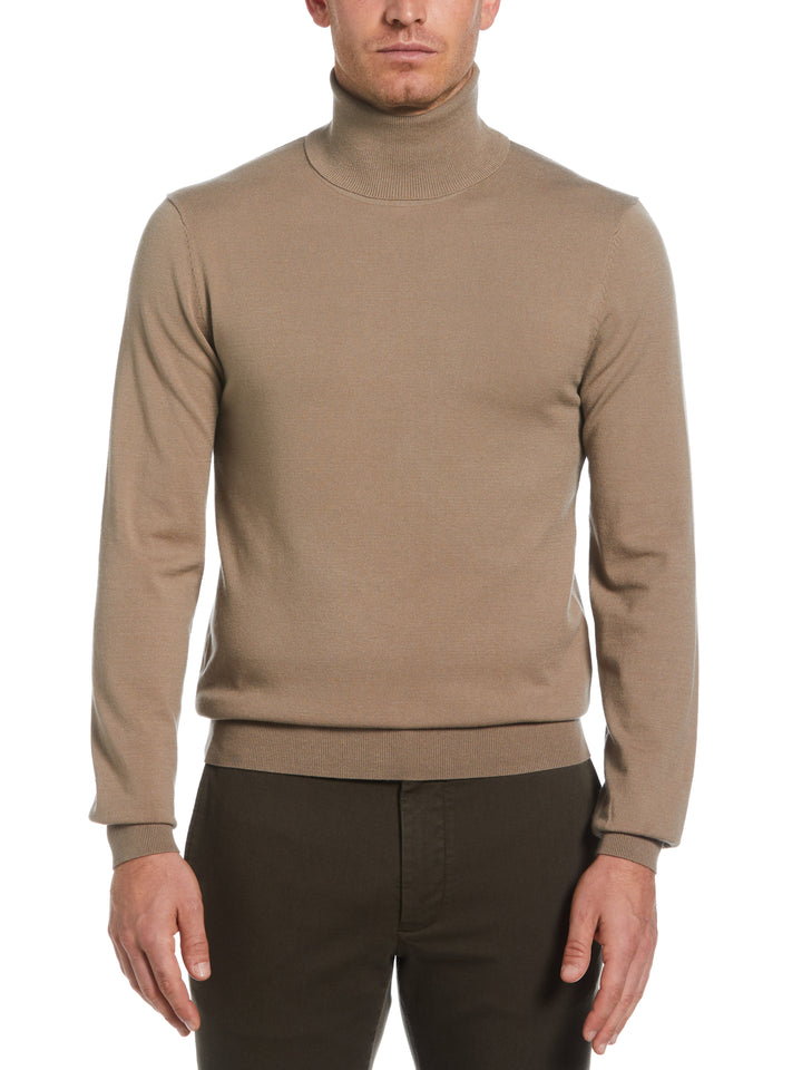 Solid Tech Turtleneck Sweater (Desert Taupe) 