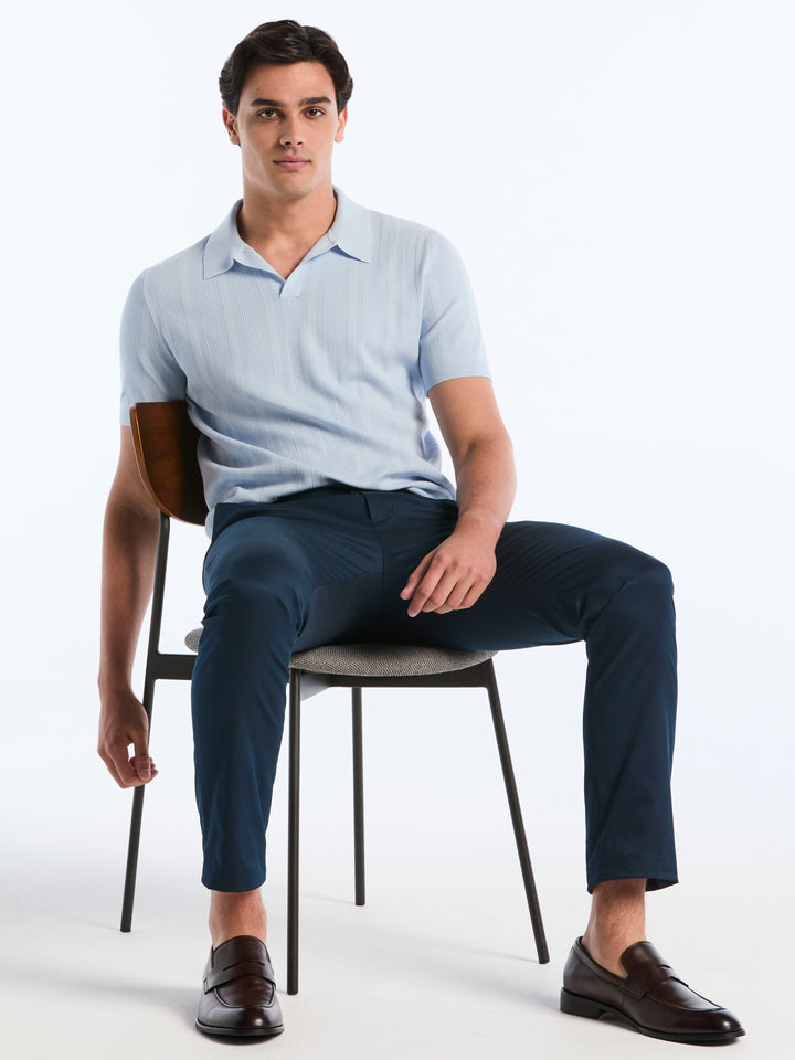 Short Sleeve Tech Mesh Stripe Polo Sweater (Kentucky Blue) 
