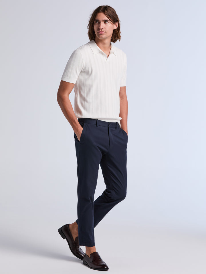 Short Sleeve Tech Mesh Stripe Polo Sweater (Bright White) 
