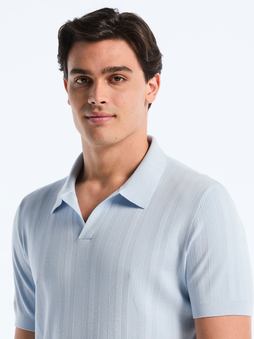 Short Sleeve Tech Mesh Stripe Polo Sweater (Kentucky Blue) 