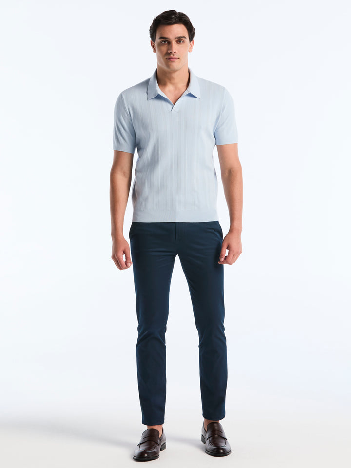 Short Sleeve Tech Mesh Stripe Polo Sweater (Kentucky Blue) 