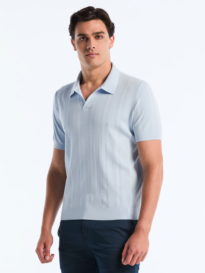 Short Sleeve Tech Mesh Stripe Polo Sweater (Kentucky Blue) 