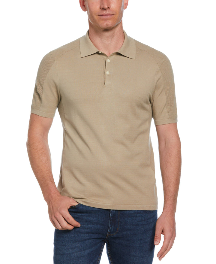 Solid Tech Knit Texture Polo (Aluminum) 