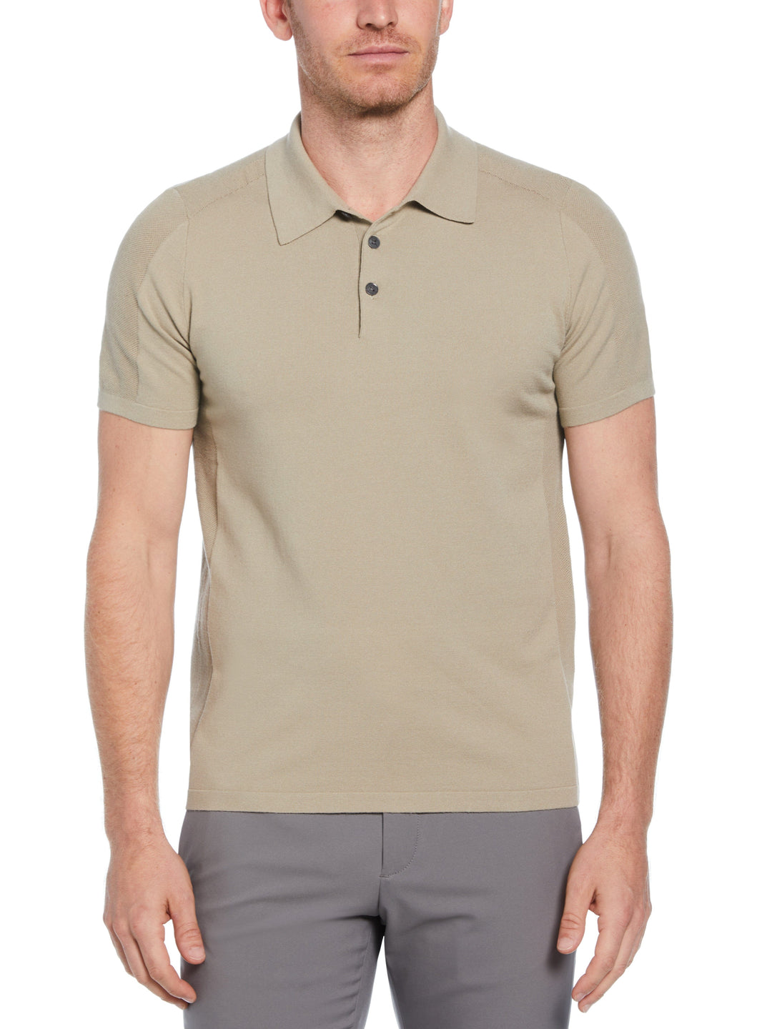 Solid Tech Knit Texture Polo (Aluminum) 