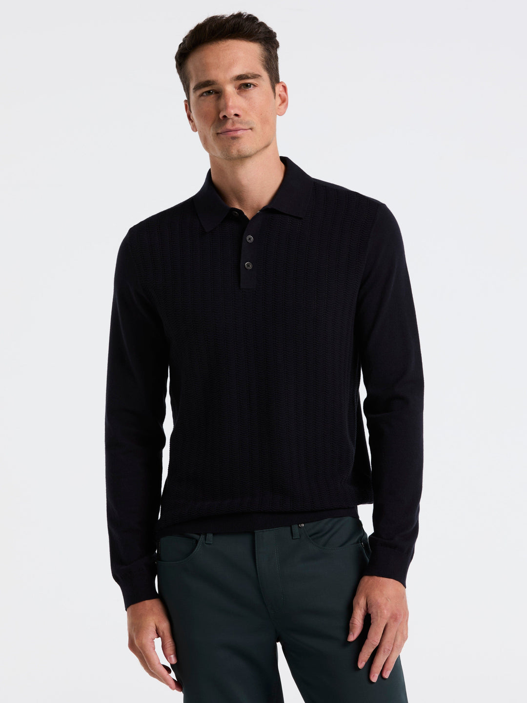 Long Sleeve Tech Polo Sweater (Dark Sapphire) 