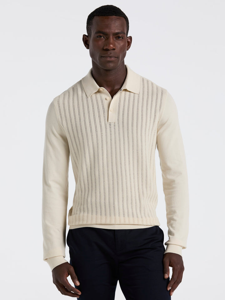 Long Sleeve Tech Polo Sweater (Silver Birch) 