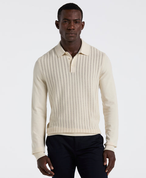 Long Sleeve Tech Polo Sweater (Silver Birch) 