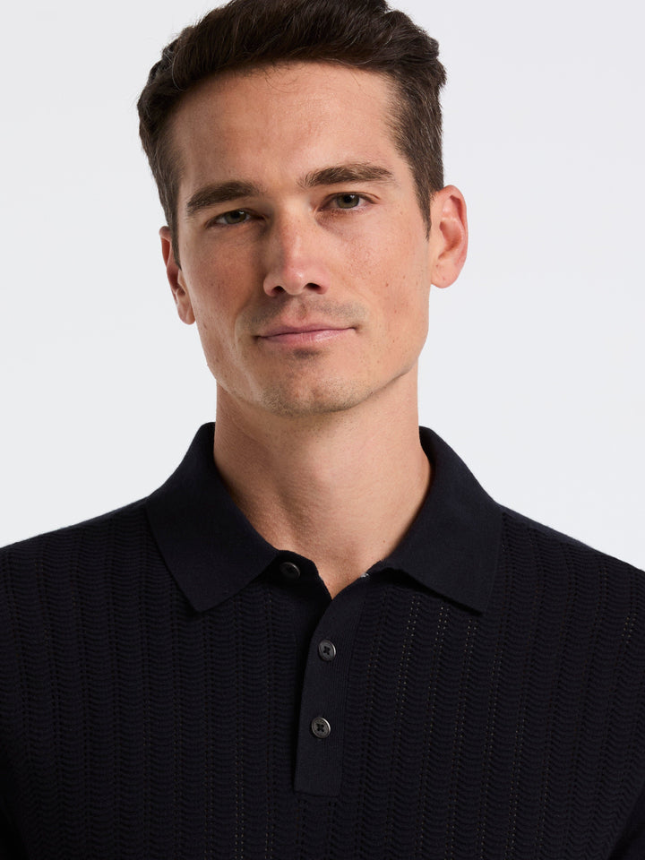 Long Sleeve Tech Polo Sweater (Dark Sapphire) 