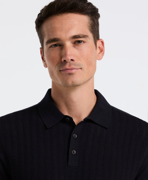 Long Sleeve Tech Polo Sweater (Dark Sapphire) 