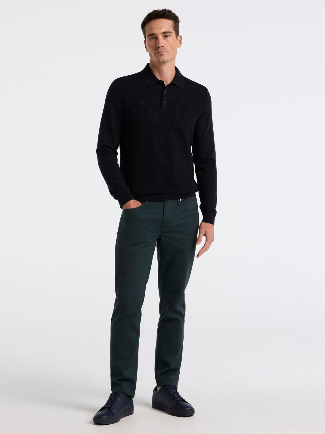 Long Sleeve Tech Polo Sweater (Dark Sapphire) 