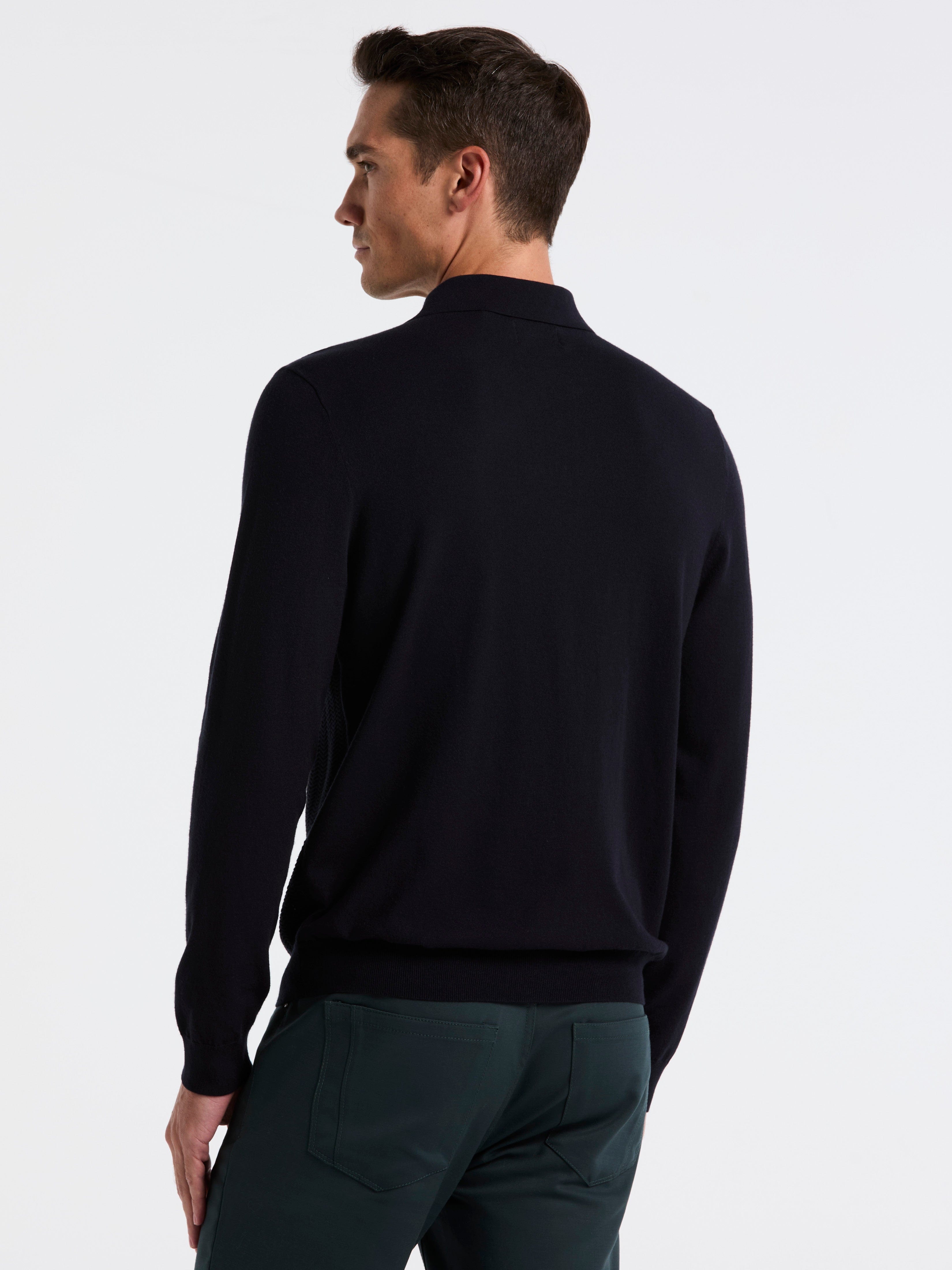 Long Sleeve Tech Polo Sweater – Perry Ellis