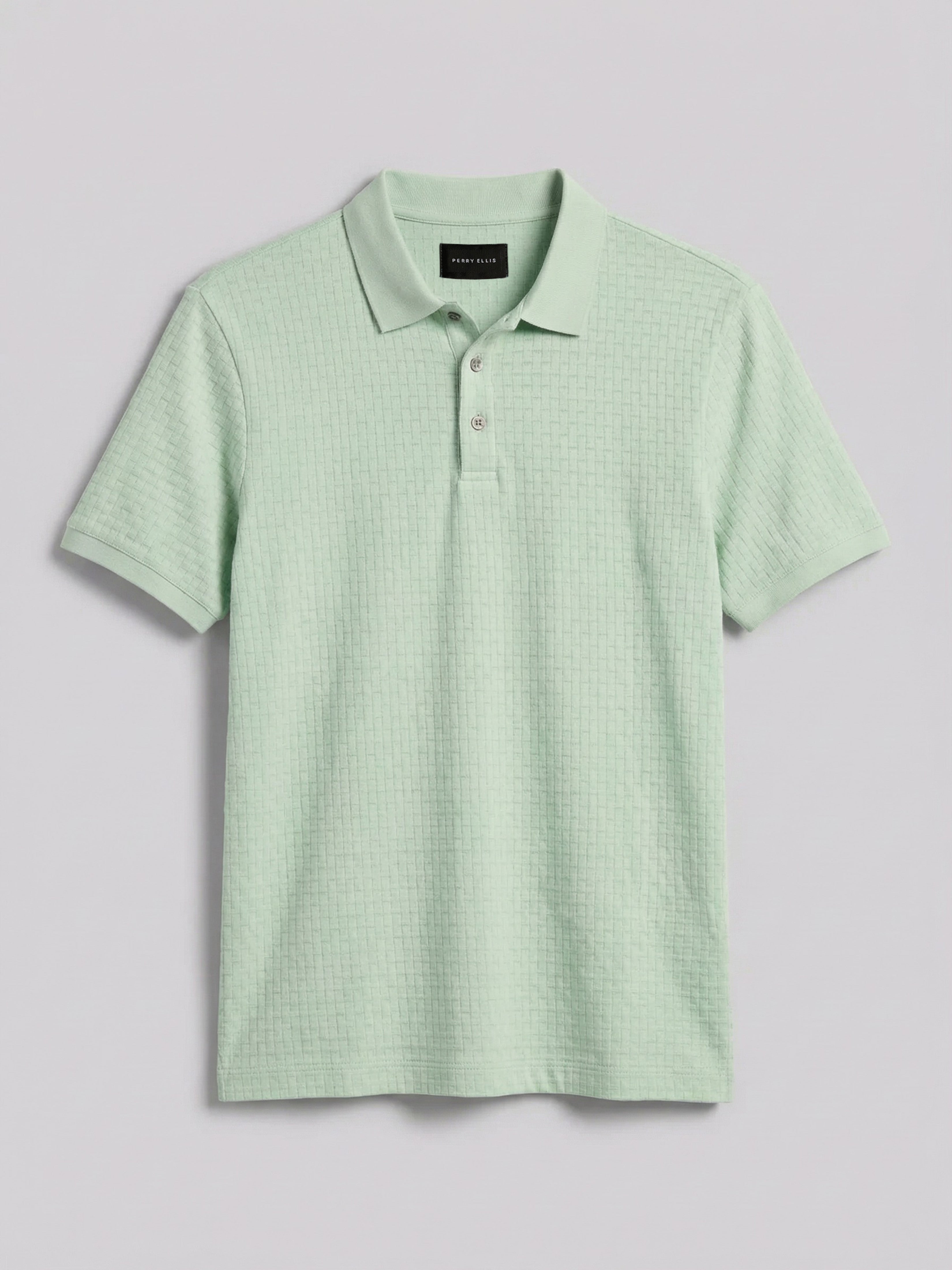 Textured Geometric 3 Button Polo – Perry Ellis