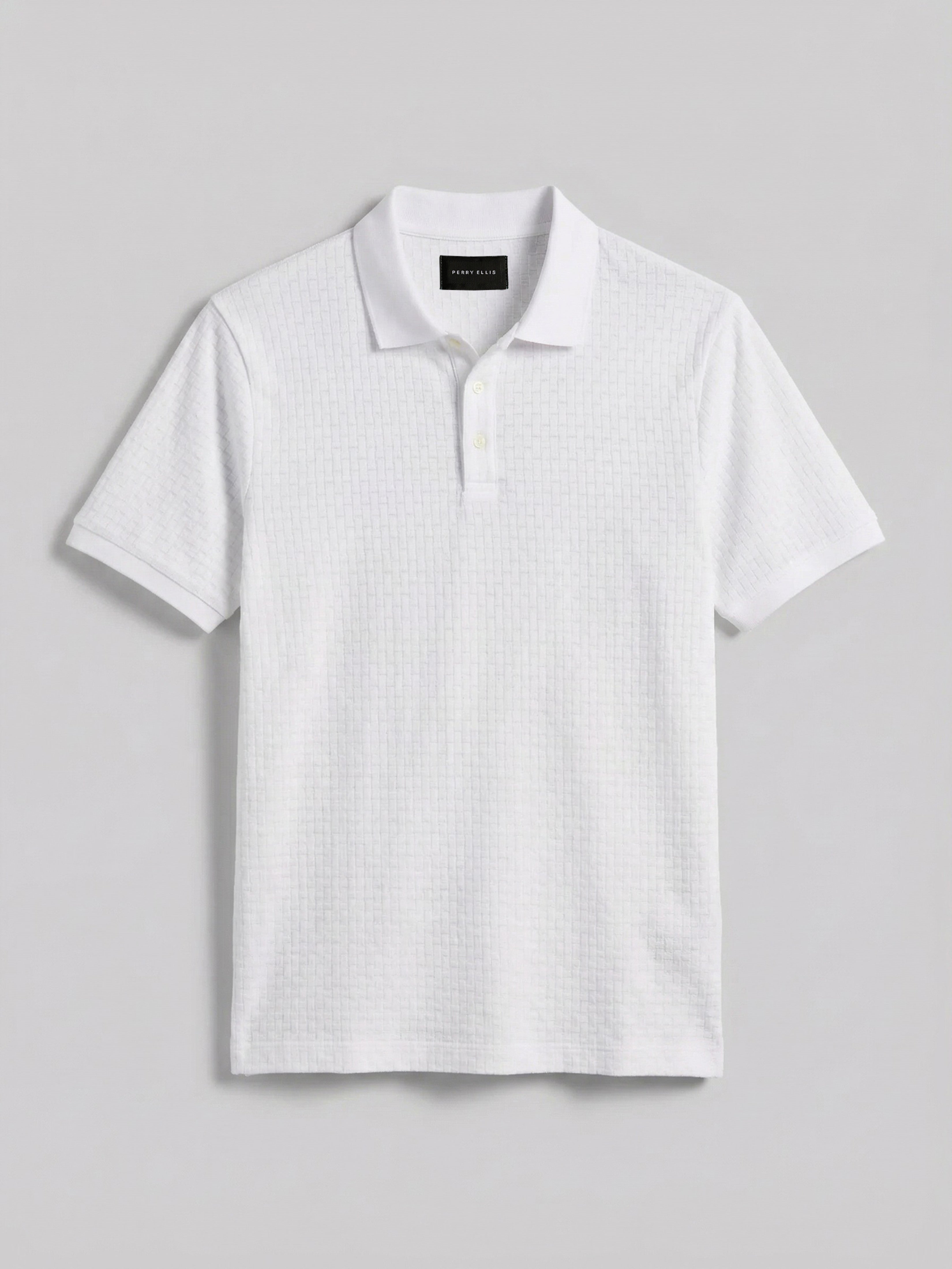 Textured Geometric 3 Button Polo – Perry Ellis