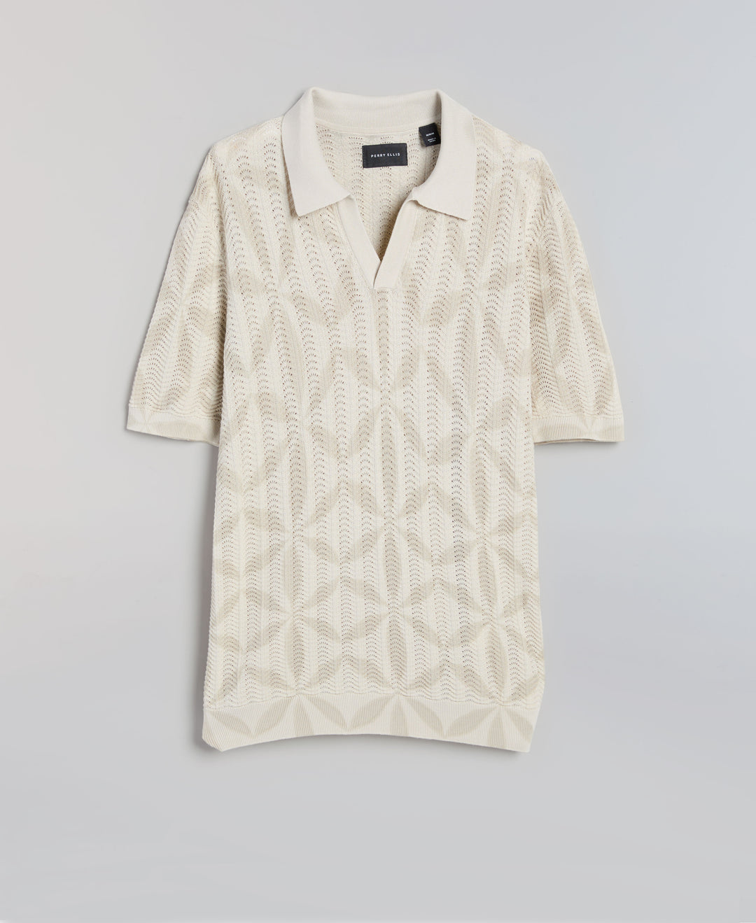 Textured Geometric Knit Sweater Polo