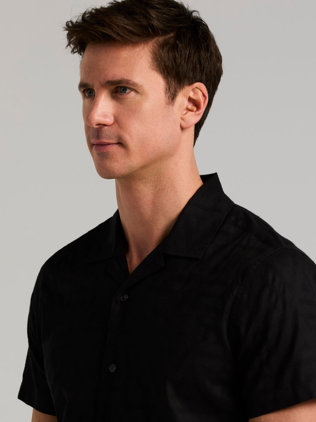 Novelty Jacquard Short Sleeve Shirt (Black) 