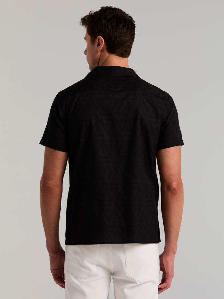 Novelty Jacquard Short Sleeve Shirt (Black) 