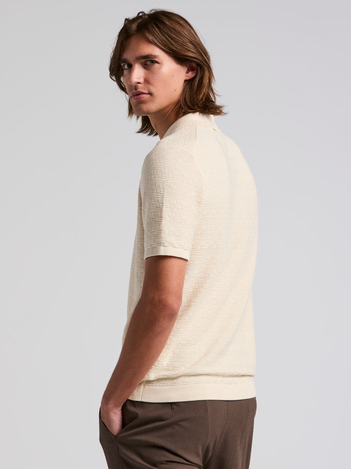 Textured Cotton Modal Polo Sweater (Turtledove) 