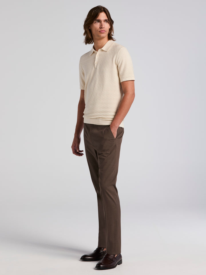 Textured Cotton Modal Polo Sweater (Turtledove) 
