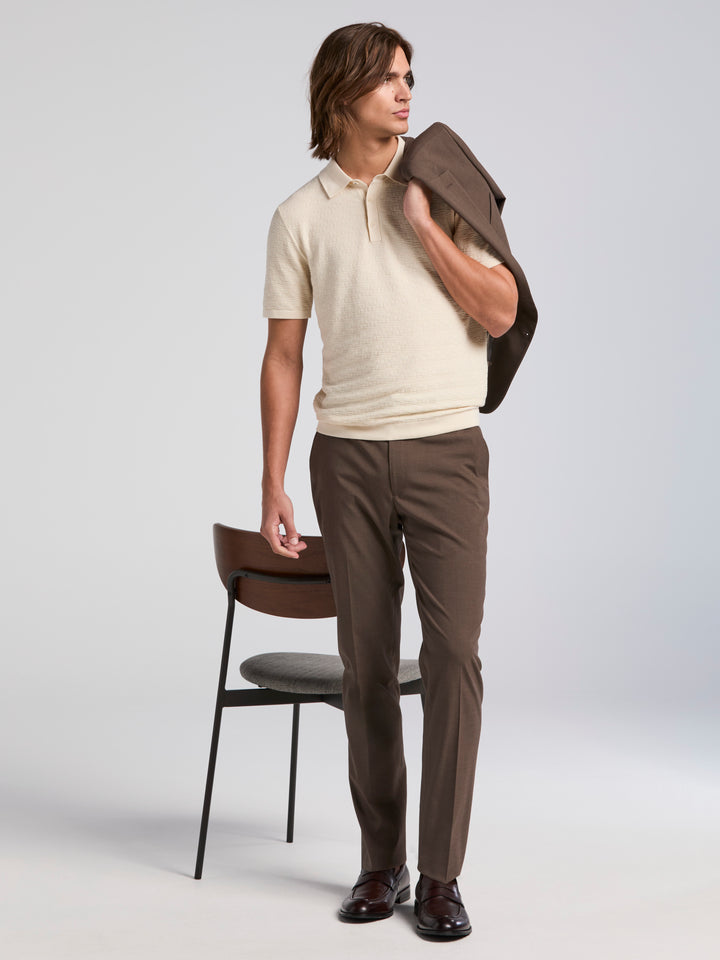 Textured Cotton Modal Polo Sweater (Turtledove) 