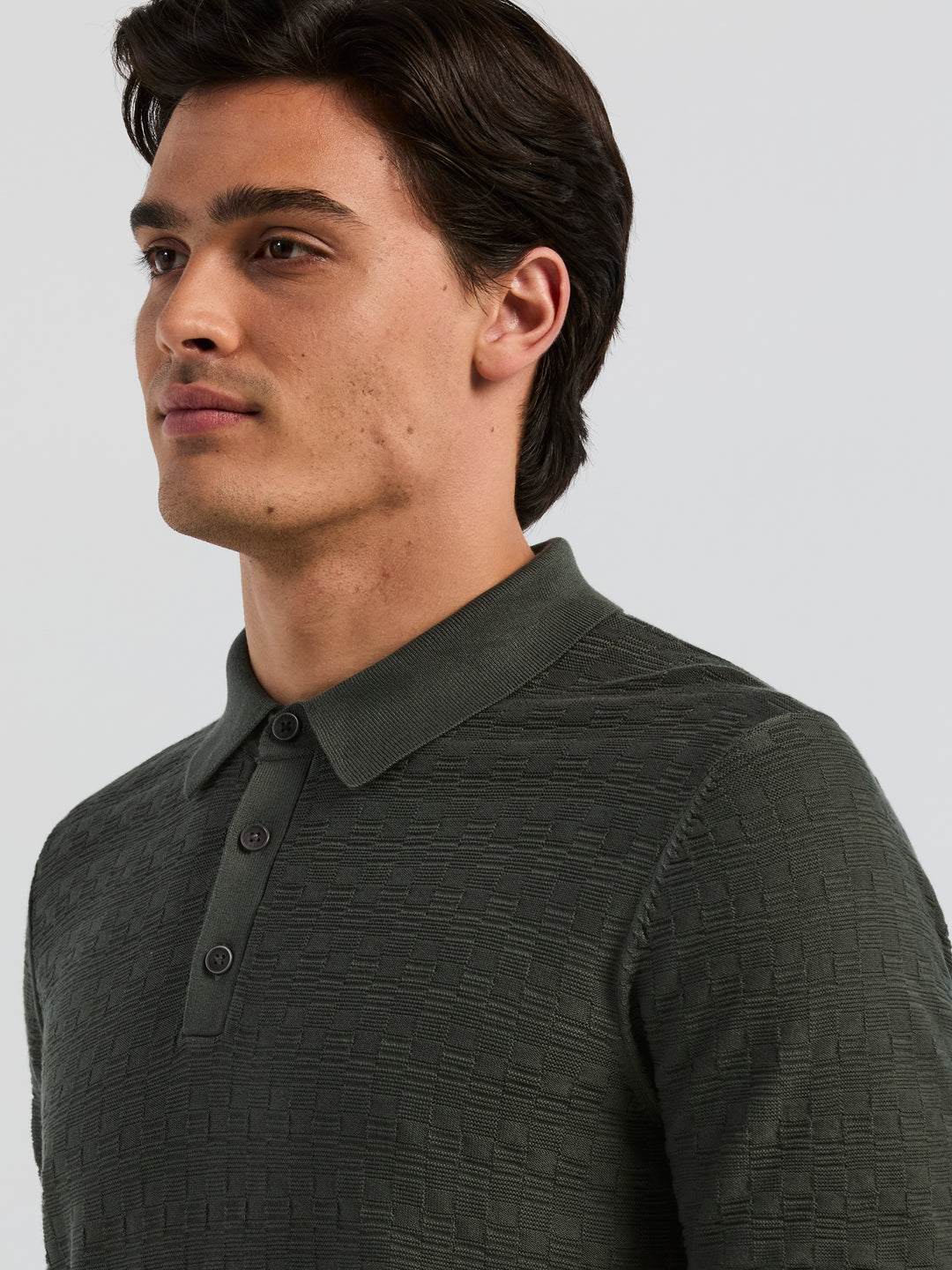 Textured Cotton Modal Polo Sweater (Urban Chic) 