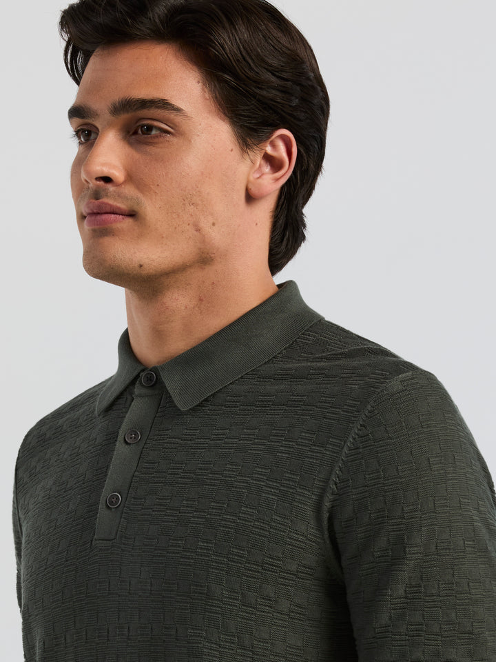 Textured Cotton Modal Polo Sweater (Urban Chic) 