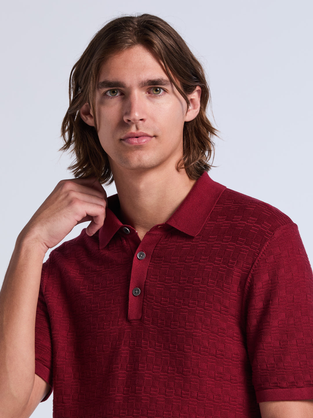 Textured Polo Sweater